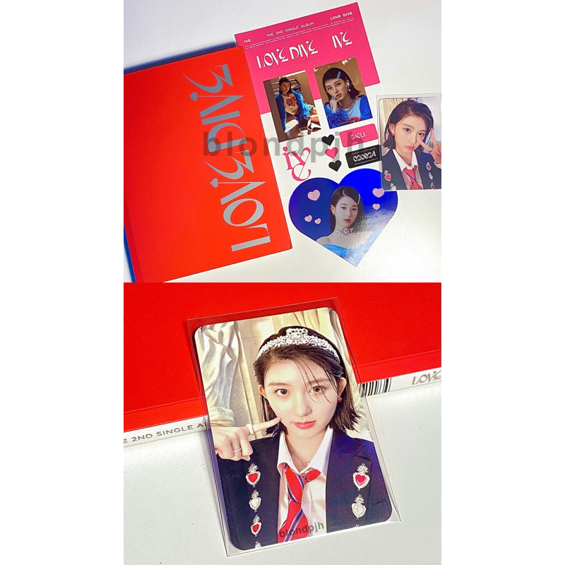 [ OFFICIAL ] IVE Album Love Dive Merah Red V1 Photocard Sticker Holo Gaeul Wonyoung POB PO Benefit B