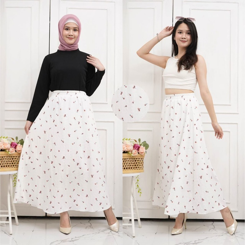 ROK MOTIF BUNGA KECIL KOREA/ROK MAXI KOREA
