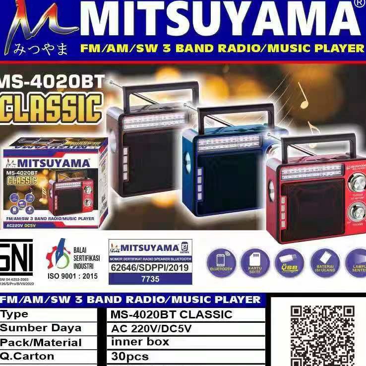 COD RADIO BLUETOOTH MITSUYAMA MS42BT CLASSIC XBASS FMAMSW 3 BAND RADIOMUSIC PLAYERRADIO XBASS MITSUY