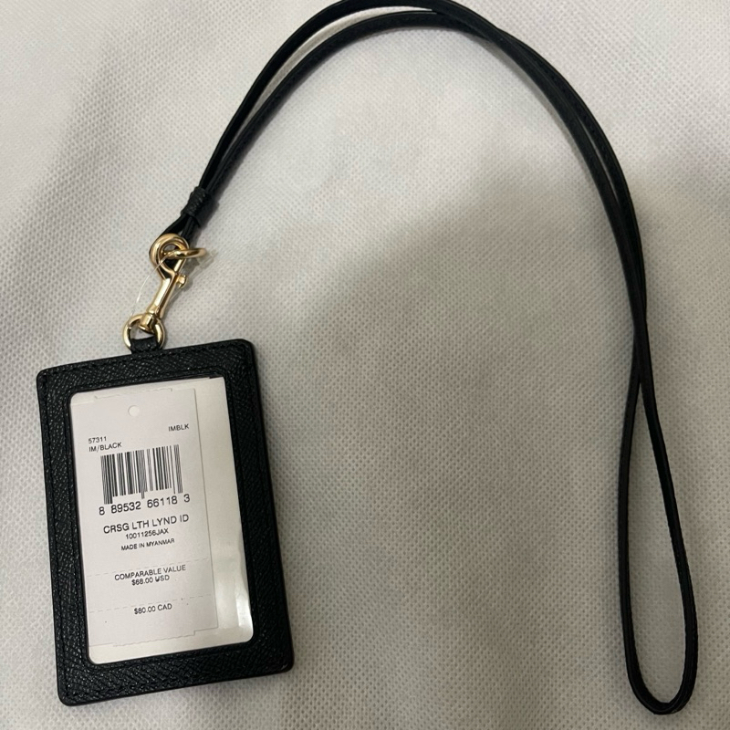 

coach lanyard id card black unisex
