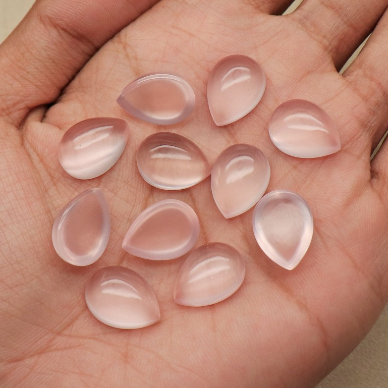 NATURAL ROSE QUARTZ PEARS CABOCHON SIZE 12x16 mm | BATU PERMATA NATURAL ROSE QUARTZ | BATU ROSE QUAR