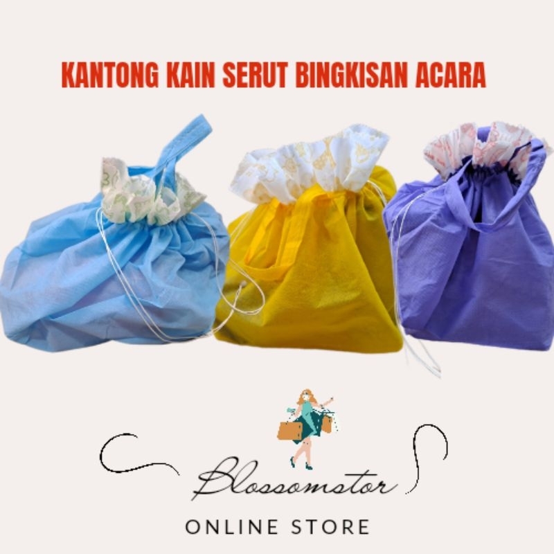 TAS SERUT KAIN  MUKENA ACARA ULTAH HAJATAN SYUKURAN PERNIKAHAN SHOPPING / KANTONG KAIN SPUNBOND SOUV
