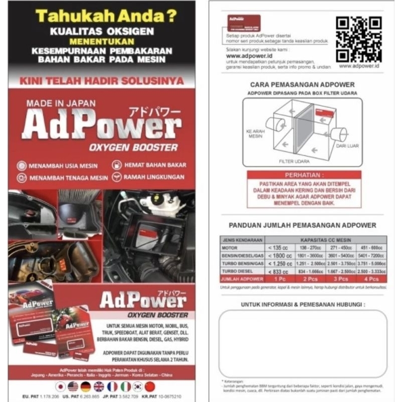 Motor ADPOWER Oxygen Booster GEN2 Oksigen AD Power Japan