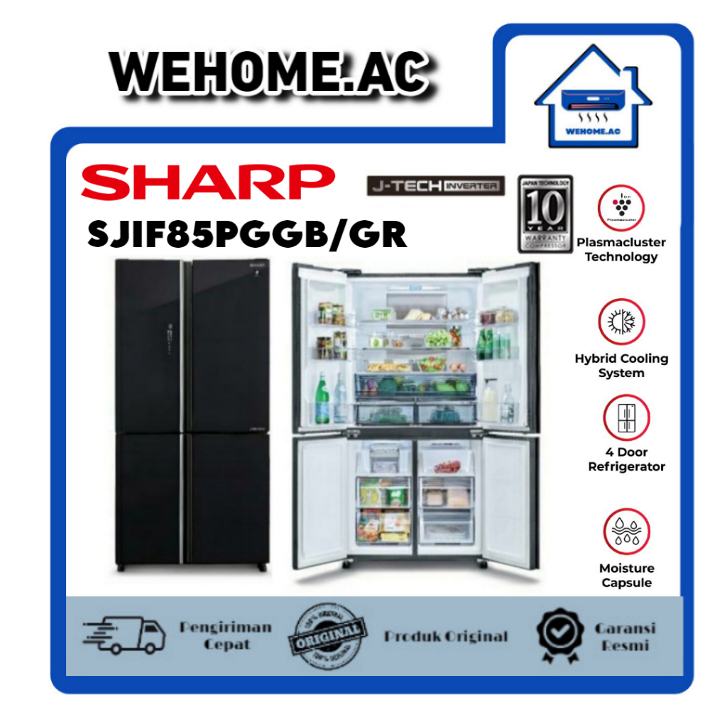 Kulkas Sharp Set By Side 4 Pintu SJIF85PGGB/GR Kulkas 4 Pintu Lemari Sharp Kulkas Side By Side