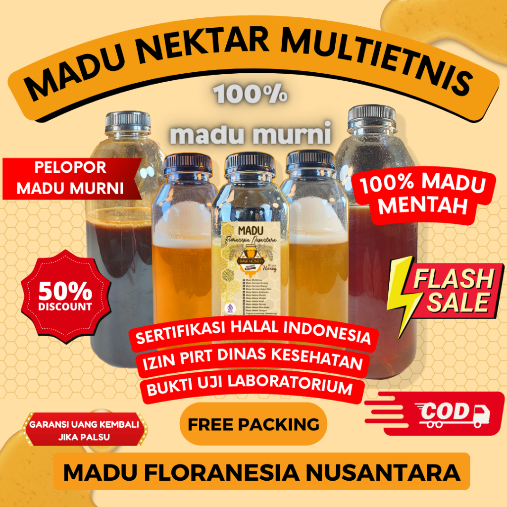 

MADU MURNI MADU ASLI MULTIETNIS 1 KG KUALITAS PREMIUM FULL NEKTAR 100% RAW HONEY MADU FLORANESIA NUSANTARA ESOXSE