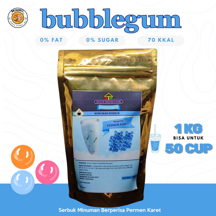 

MINMIL - BUBUK MINUMAN/ MINUMAN SERBUK/ POWDER DRINK 1KG - BUBBLEGUM PREMIUM ORIGINAL TANPA PEMANIS BUATAN