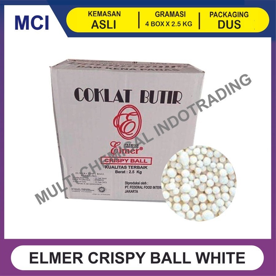 

ELMER CRISPY BALL 2.5 KG WHITE CHOCOLATE VANILLA - 1 DUS 4 BOX