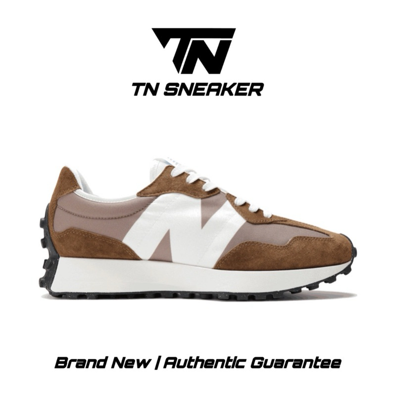 New Balance 327 White Brown Mocha Pig Skin (100% Original)