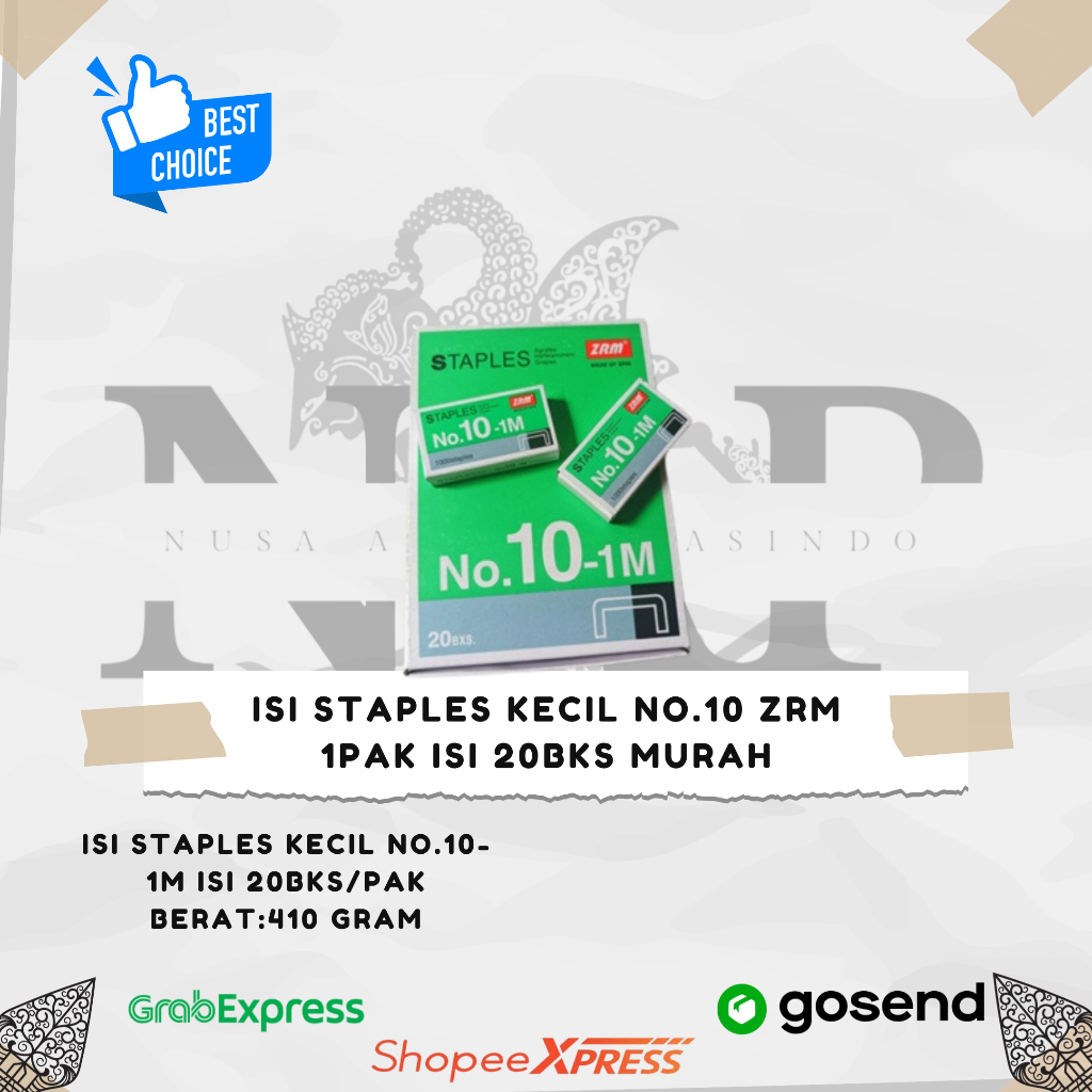 

Isi STAPLES Kecil no.10 ZRM 1pak isi 20bks Murah