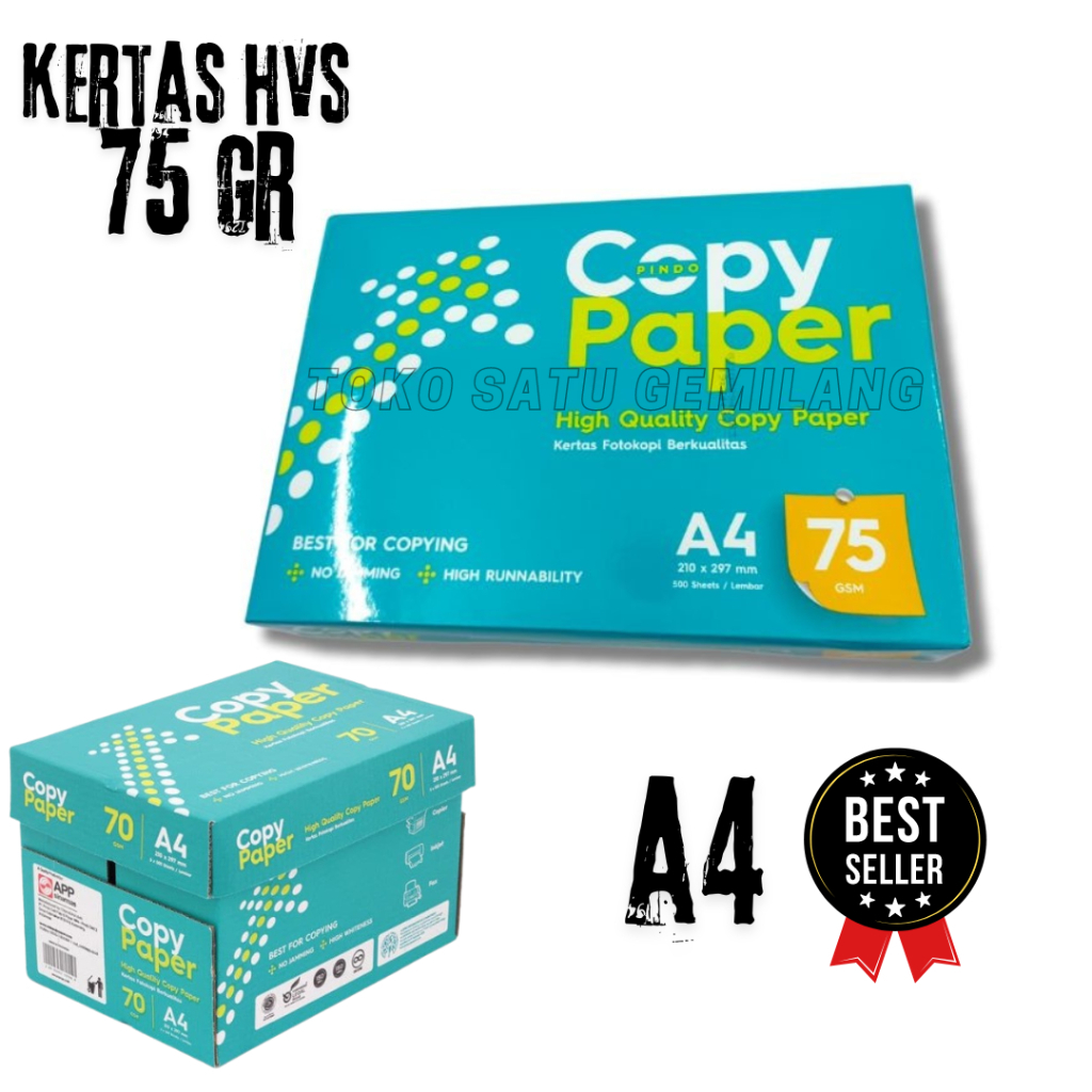 

KERTAS HVS A4 PUTIH POLOS - KERTAS FOTOCOPY - KERTAS PINT - COPY PAPER 75GR