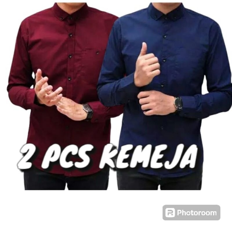 2 PCS KEMEJA POLOS LENGAN PANJANG HARGA HEMAT KEMEJA POLOS LENGAN PANJANG COUPLE KEMEJA POLOS PRIA K