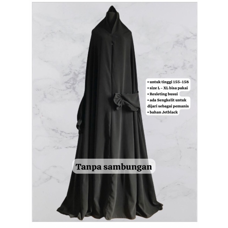 Preloved Floor Khimar Jetblack mulus no minus