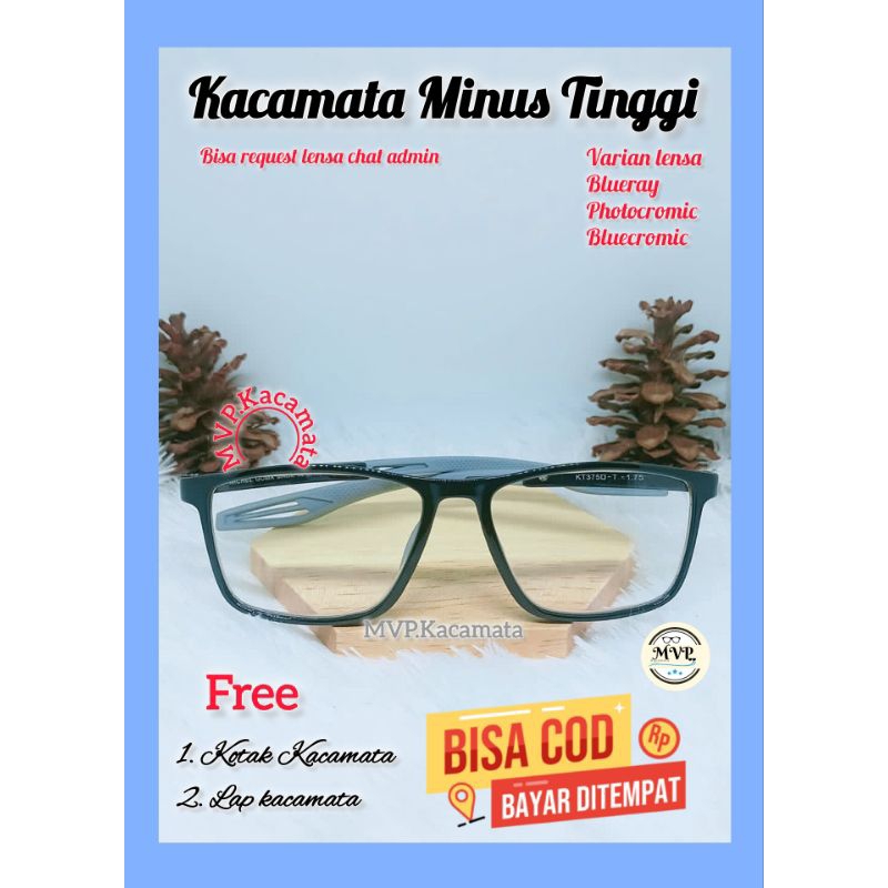 Kacamata Minus Tinggi Lensa Photocromic frame lentur Pria dan Wanita