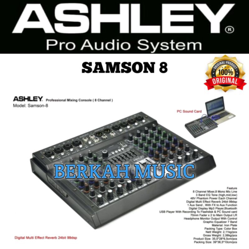 Mixer Ashley Samson 8 Original 8 Channel Bluetooth-Usb