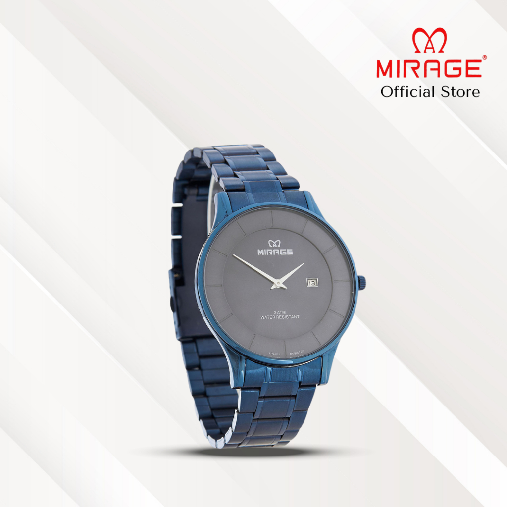 Mirage Jam Tangan Pria Analog 2 Jarum 8670 M Navy Original Stainless