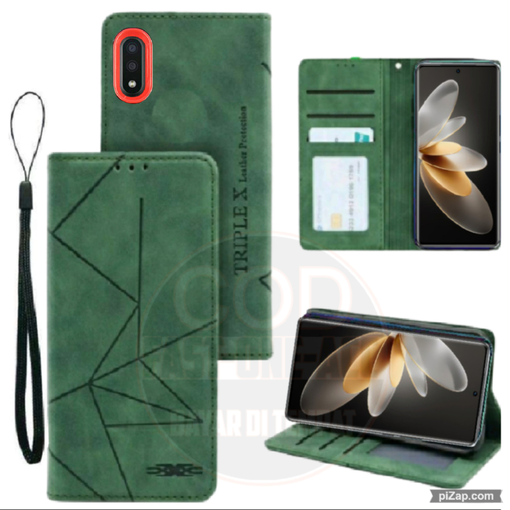 CASE HP SAMSUNG A01 - CASING DOMPET MOTIF -FLIP COVER LEATHER-SARUNG HP