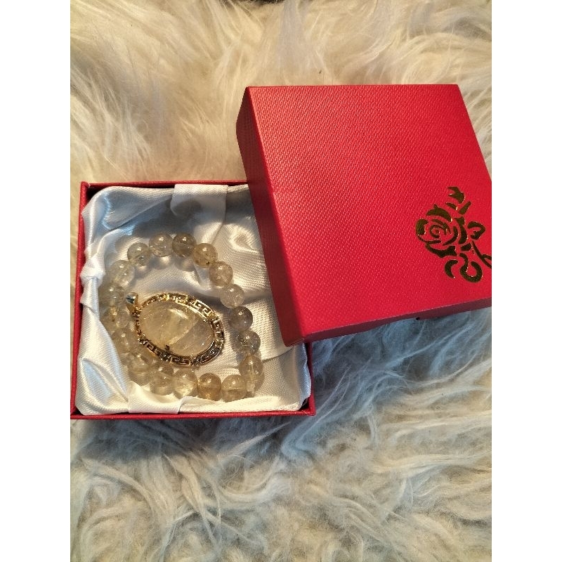 gelang dan liontin kecubung kuning asli dari kalimantan