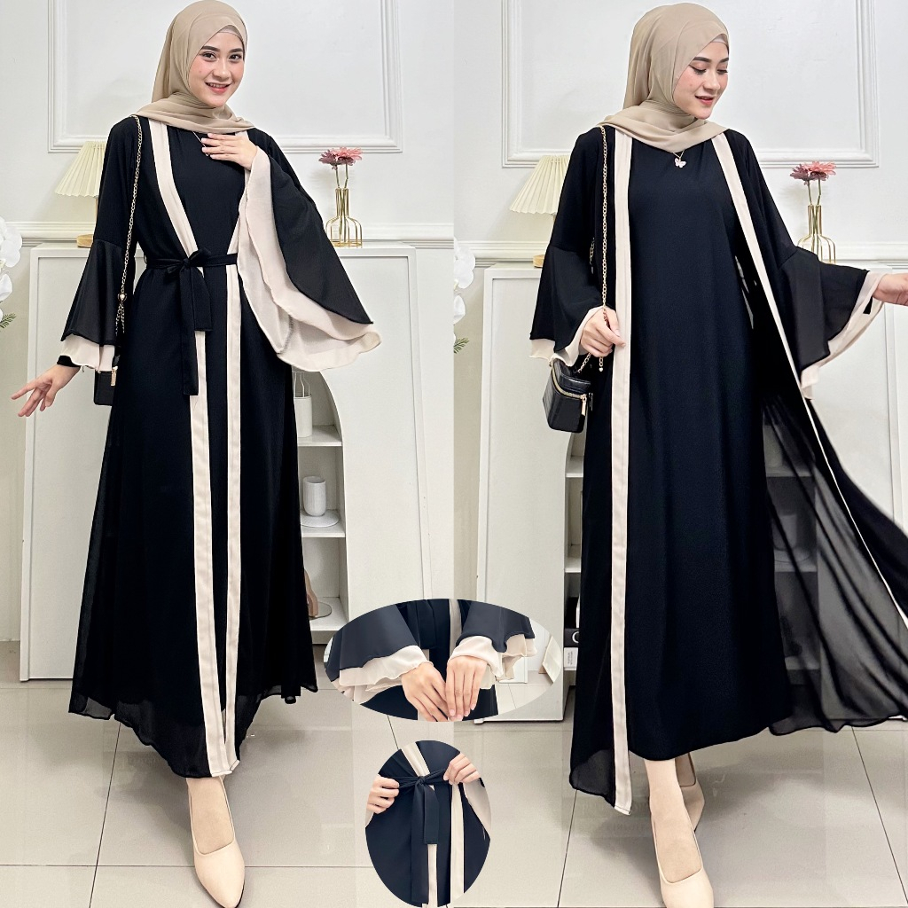 Outer Wanita Aesthetic - Cardigan Stripe - Outerwear Wanita Long Cardigan Ceruty Babydoll Jumbo