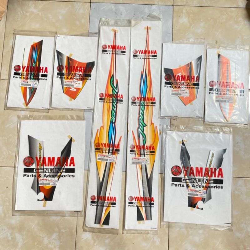 Striping stiker set Yamaha Jupiter Z lama 2005 hitam oranye original YGP