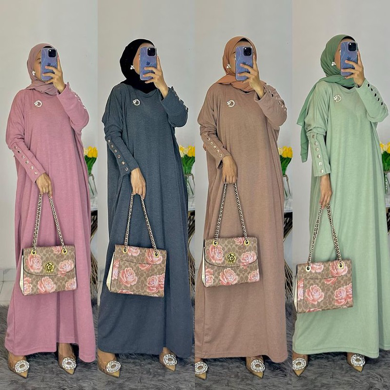 Lula Batwing Button Dress | Batwing Abaya | Kaftan Oversize | Dress Batwing Knit