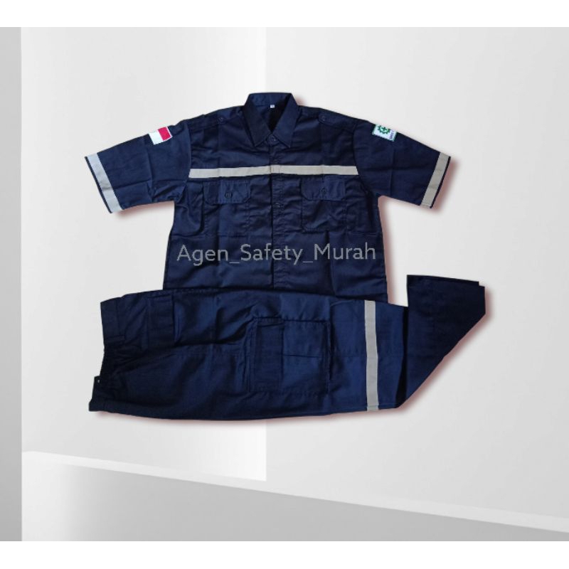 Baju wearpack setelan lengan pendek seragam bengkel baju