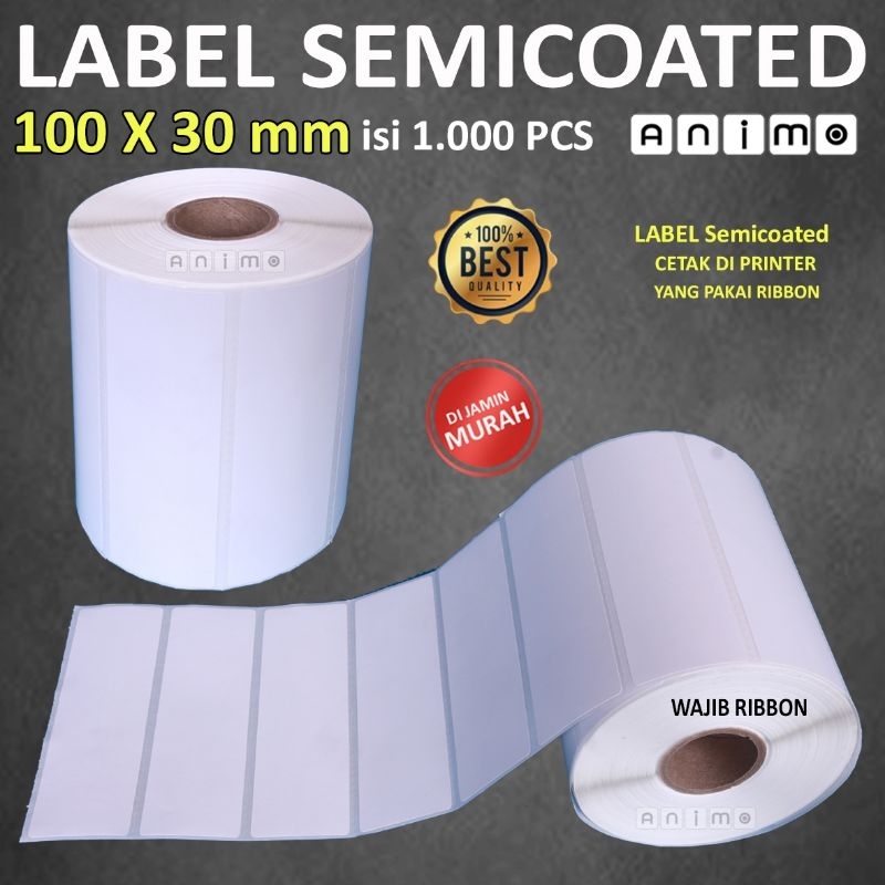 

Label Semicoated 100 x 30 - Label Barcode Semicoated 100x30 MM - Stiker Semicoated 10x30 Cm Isi 1000