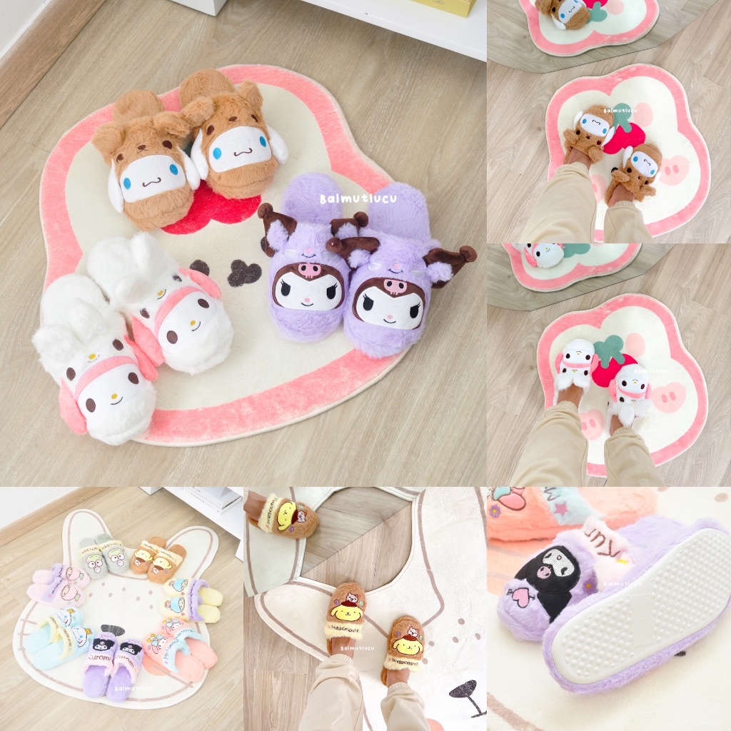 BALMUTLUCU Slippers Two Tone Sendal Rumah Kamar Indoor Empuk Nyaman Karakter Kuromi My Melody