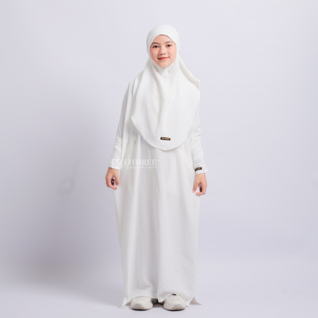hot product dthree - abaya anak maryam series ( putih ) gamis anak perempuan putih / gamis anak