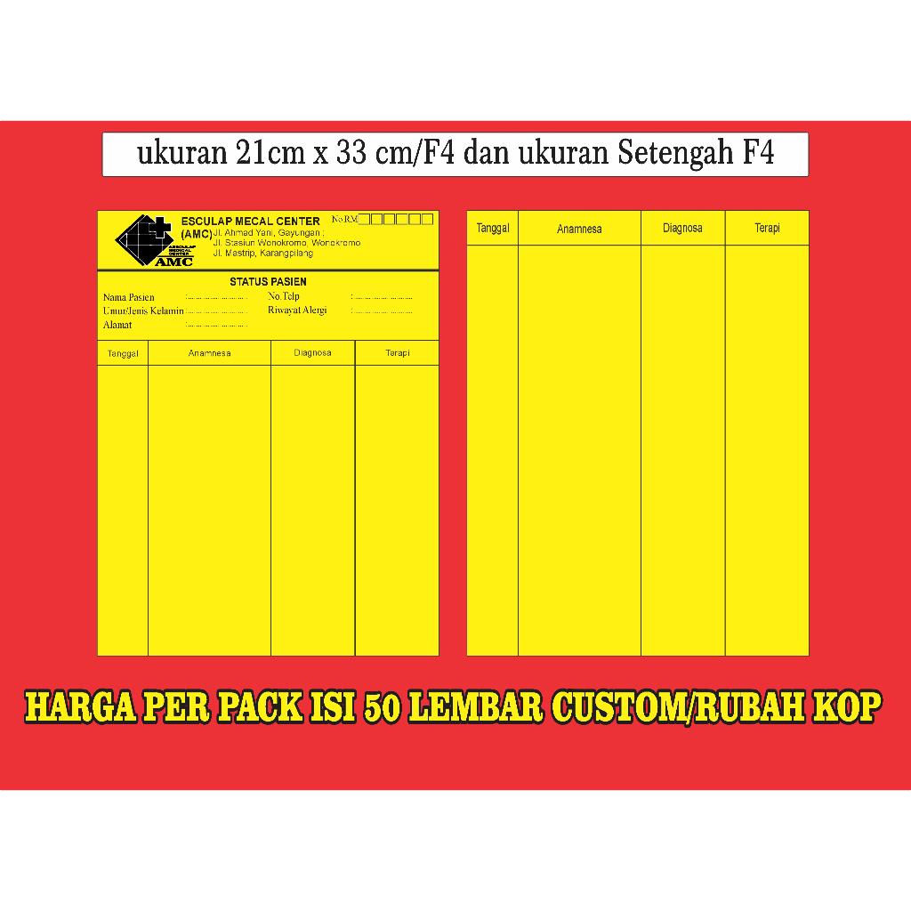 

Kartu RM CUSTOM / Kartu Stok Barang Harga/50 lembar