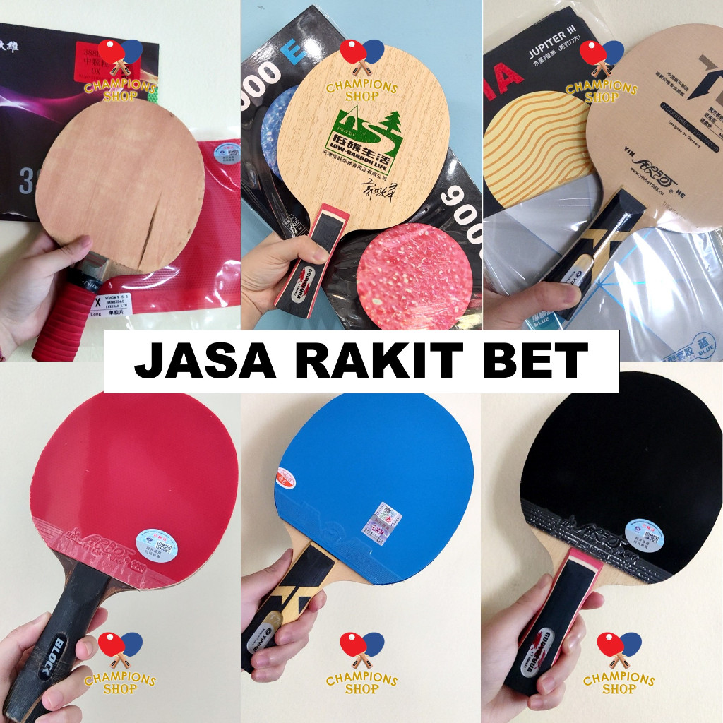 Custom Bet Blade Jasa Perakitan Merakit Rakit Bet Pingpong Tenis Meja Table Tennis Pengeleman Karet
