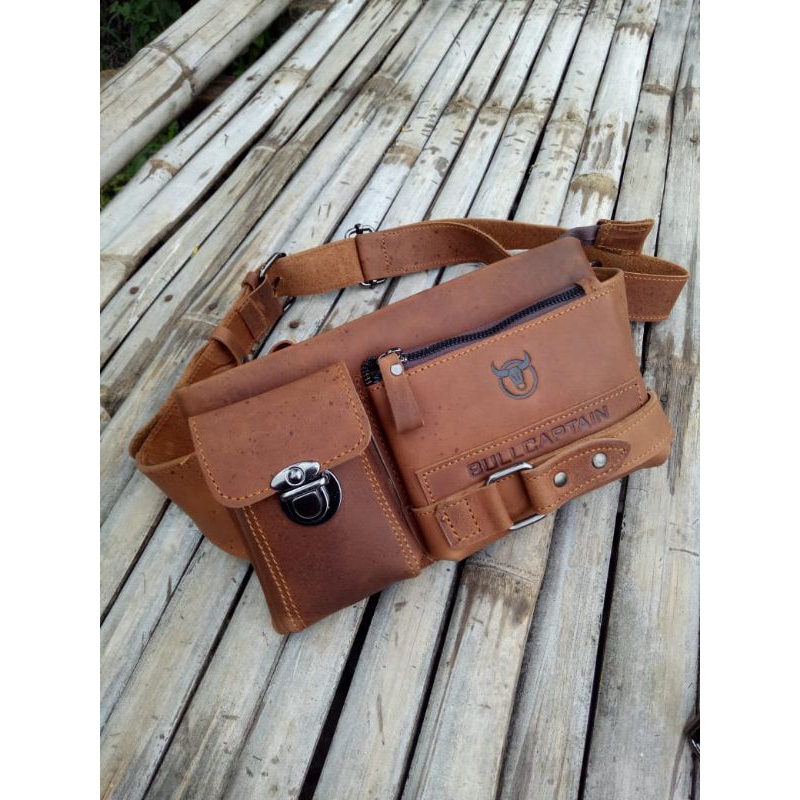tas handbag punggung/dada tas pria kulit  wrn Coklat dan Tan