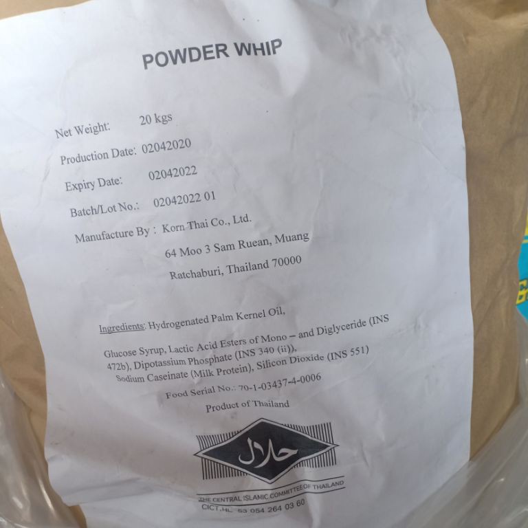 

KODE PRODUK 8WTYB9185 Powder Whip Cream Thailand Whipping Cream Bubuk 2 g HALAL