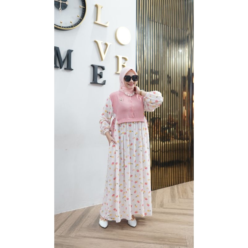 dress rayon/daster bunga/daster motif/gamis rayon/dress crinkle/dress busui/gamis busui/midi dress/b