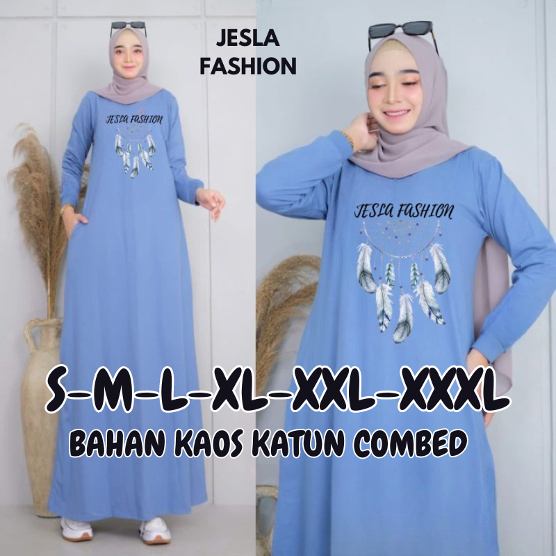 Baju Gamis Terbaru Jumbo Berka Maxy Dress BO Size S M L XL XXL XXXL LD 90-130 CM Bahan Kaos Katun Co
