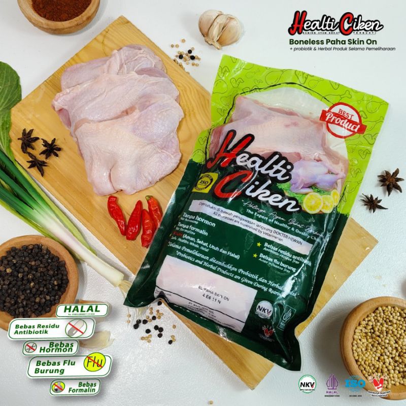 

BONELESS PAHA SKIN ON HEALTI CIKEN BERAT 900 - 1000 GRM