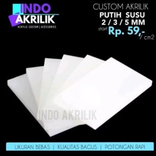 AKRILIK PUTIH SUSU TEBAL 2mm/ 3mm/ 5mm | POTONGAN AKRILIK 2/3/5 MM PUTIH SUSU