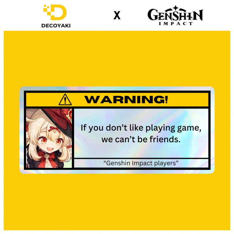 

Sticker Warning Hologram Klee Genshin Impact, Stiker Warning Genshin Impact