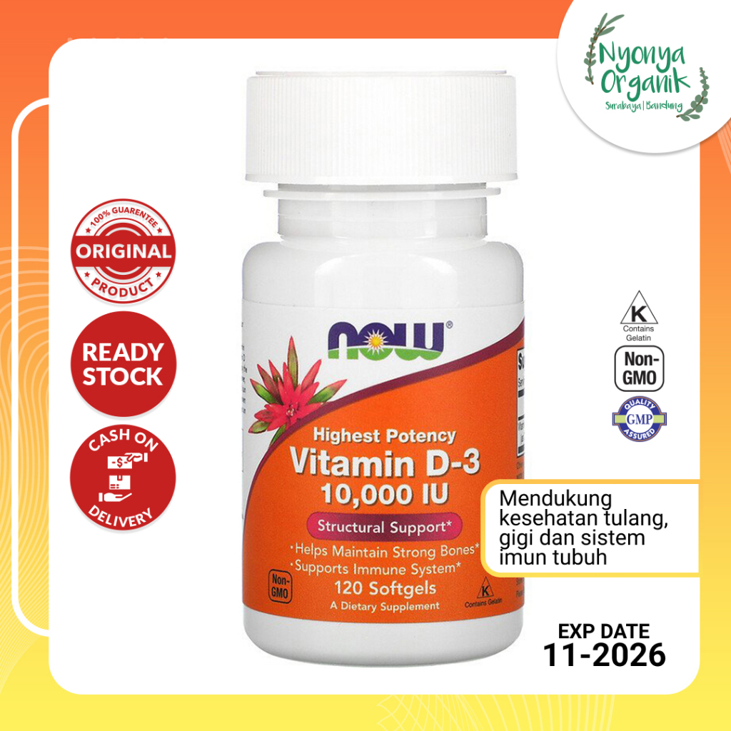 Vitamin D-3 D3 10000 iu Now 120 Kapsul