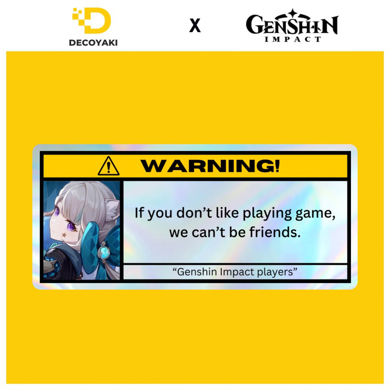 

Sticker Warning Hologram Lynette Genshin Impact, Stiker Warning Genshin Impact