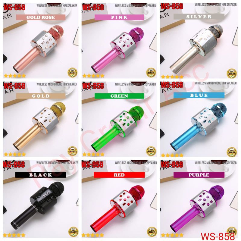 TERBARU MIC MICROPHONE MIKROFON BLUETOOTH WIRELESS HIFI KTV 858 WS-858 KARAOKE WS858