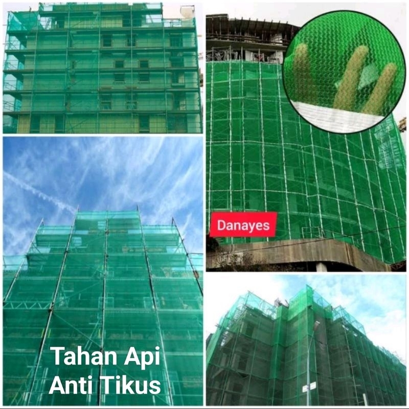 1 Roll Jaring Pengaman Safety Net Polynet Polinet Waring Scaffolding Net 2000 Biru Hijau Anti Geser 