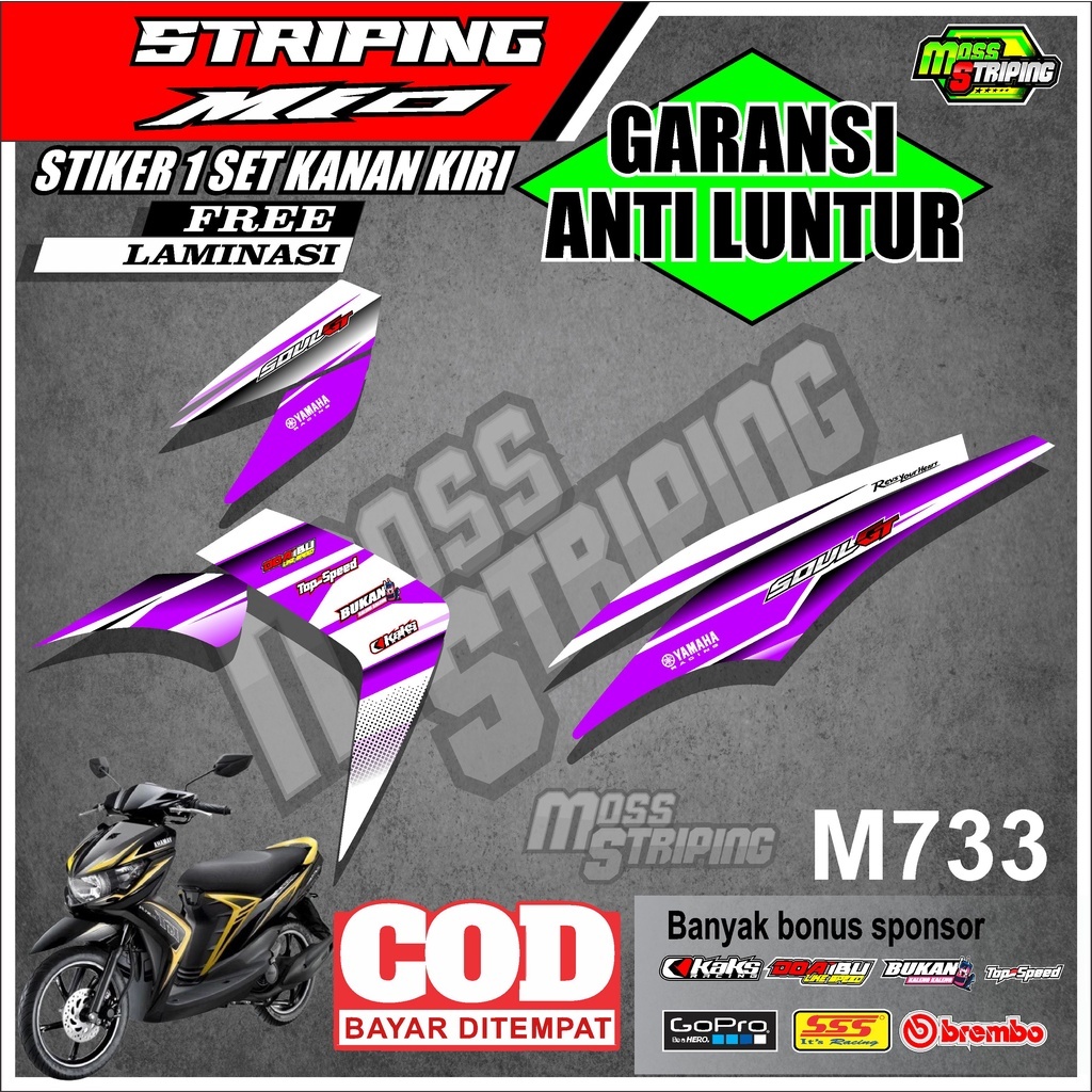 STIKER STRIPING MOTOR YAMAHA MIO SOUL GT M733 STICKER SETRIPING LIST SETIKER SETRIP STRIP MODIF MODI