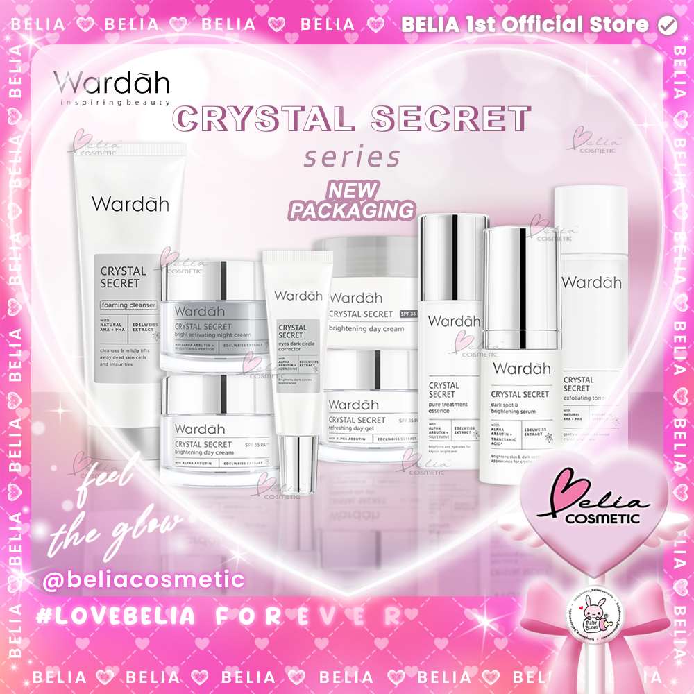 ™ BELIA ™ WARDAH Crystal Secret Series | Day Night Eye Cream Brightening Essence Facial Wash White