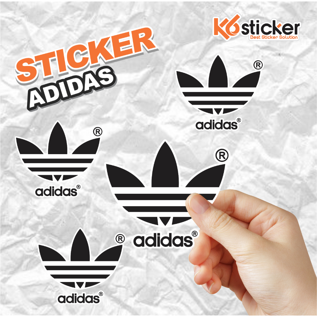 Stiker ADIDAS Stiker Printing Laminasi Glossy Stiker Motor Mobil Helm Sudah Membentuk Pola Desain