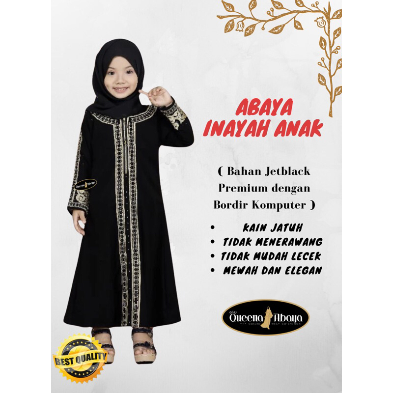 Gamis Anak Abaya Dress Kids Hitam Bahan Jetblack Bordir Bestseller Gamis Anak Perempuan TK SD Abaya 