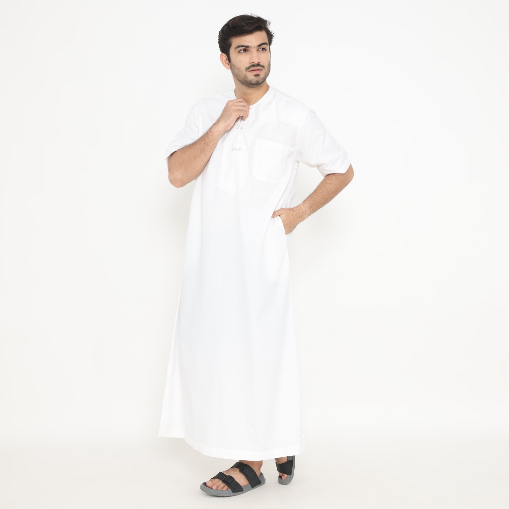 LATAHZAN GAMIS PRIA OMAN LENGAN PENDEK PUTIH