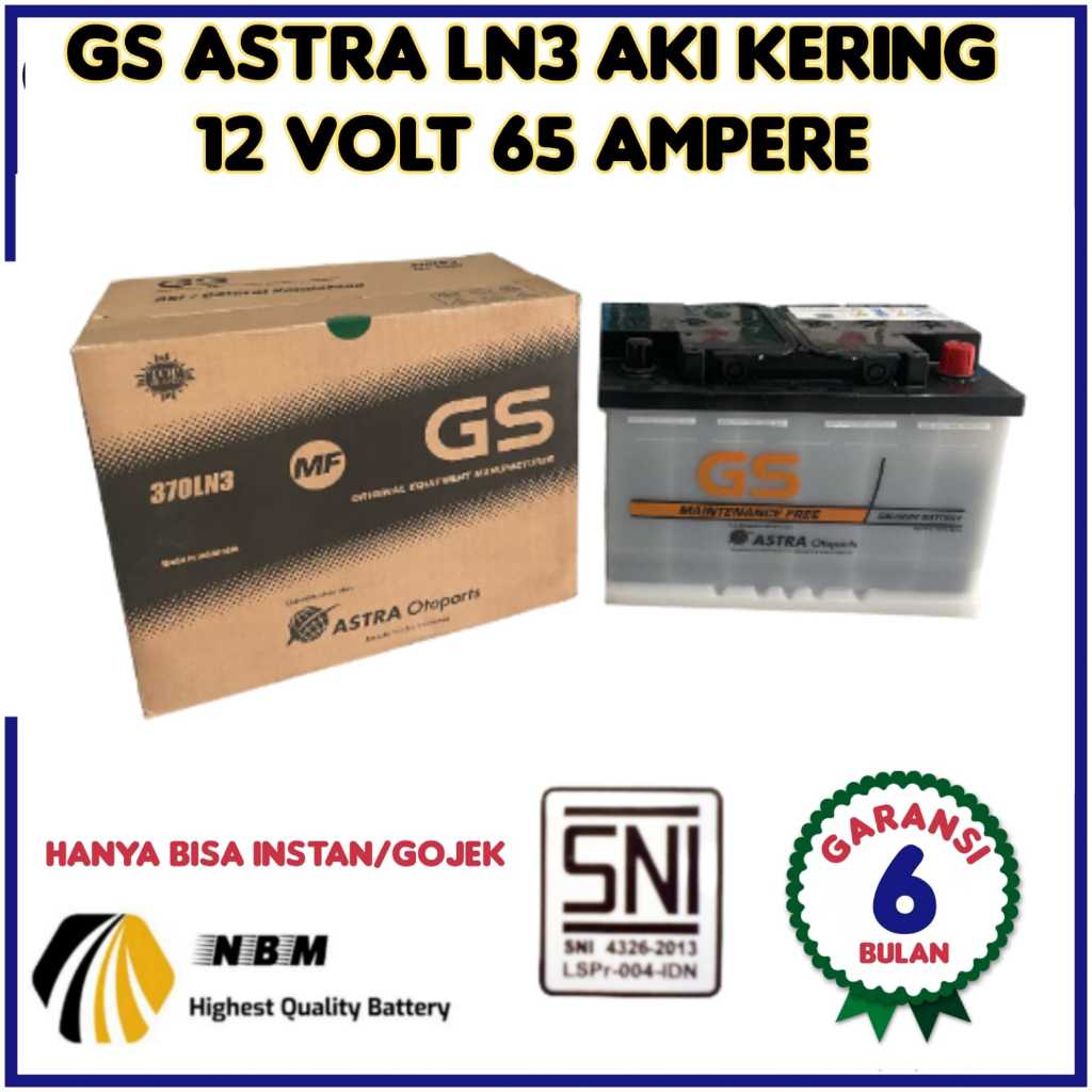 Aki Mobil  Innova Reborn Diesel/Fortuner diesel/Hilux GS Astra LN3 aki kering 12V 65 Ah