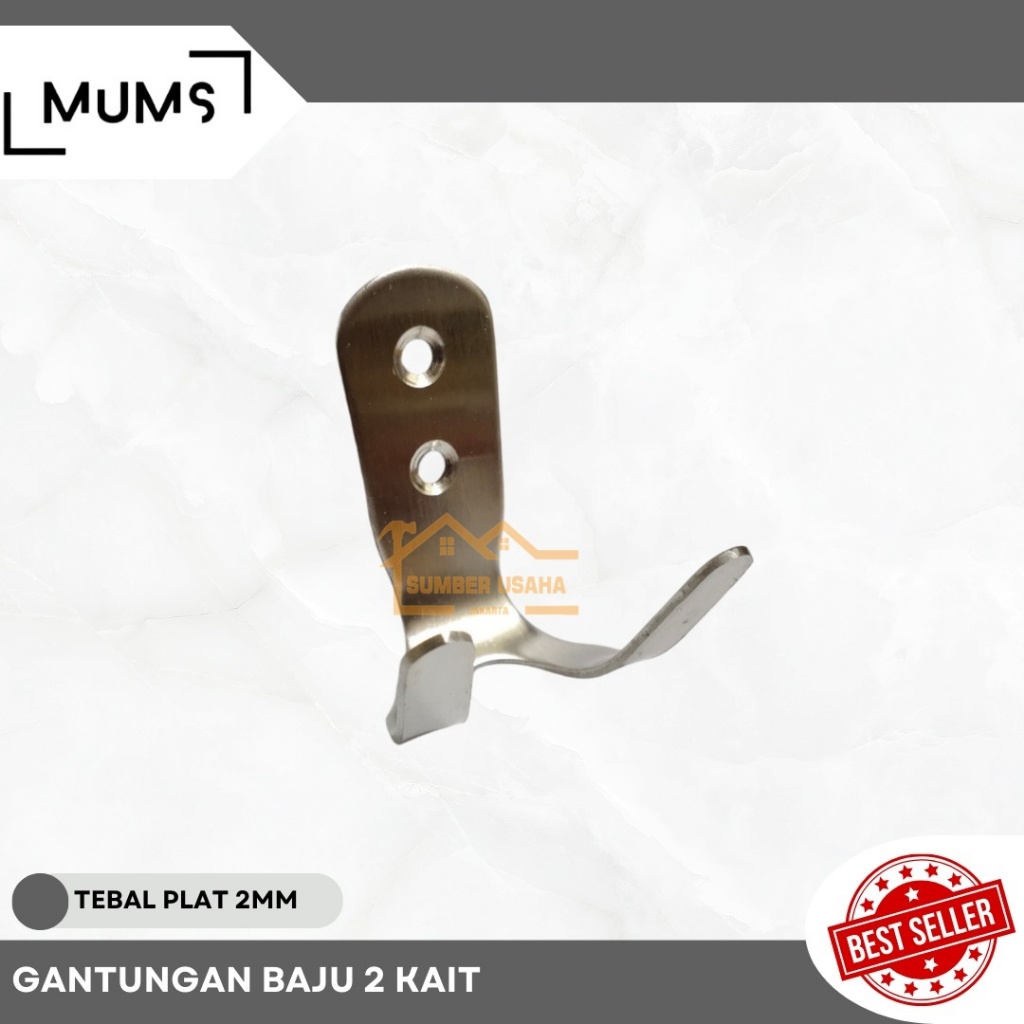 Gantungan Baju Cantolan 2 Kait Stainless Gantungan Baju Handuk Satuan Kapstok Dinding Stainless Gant