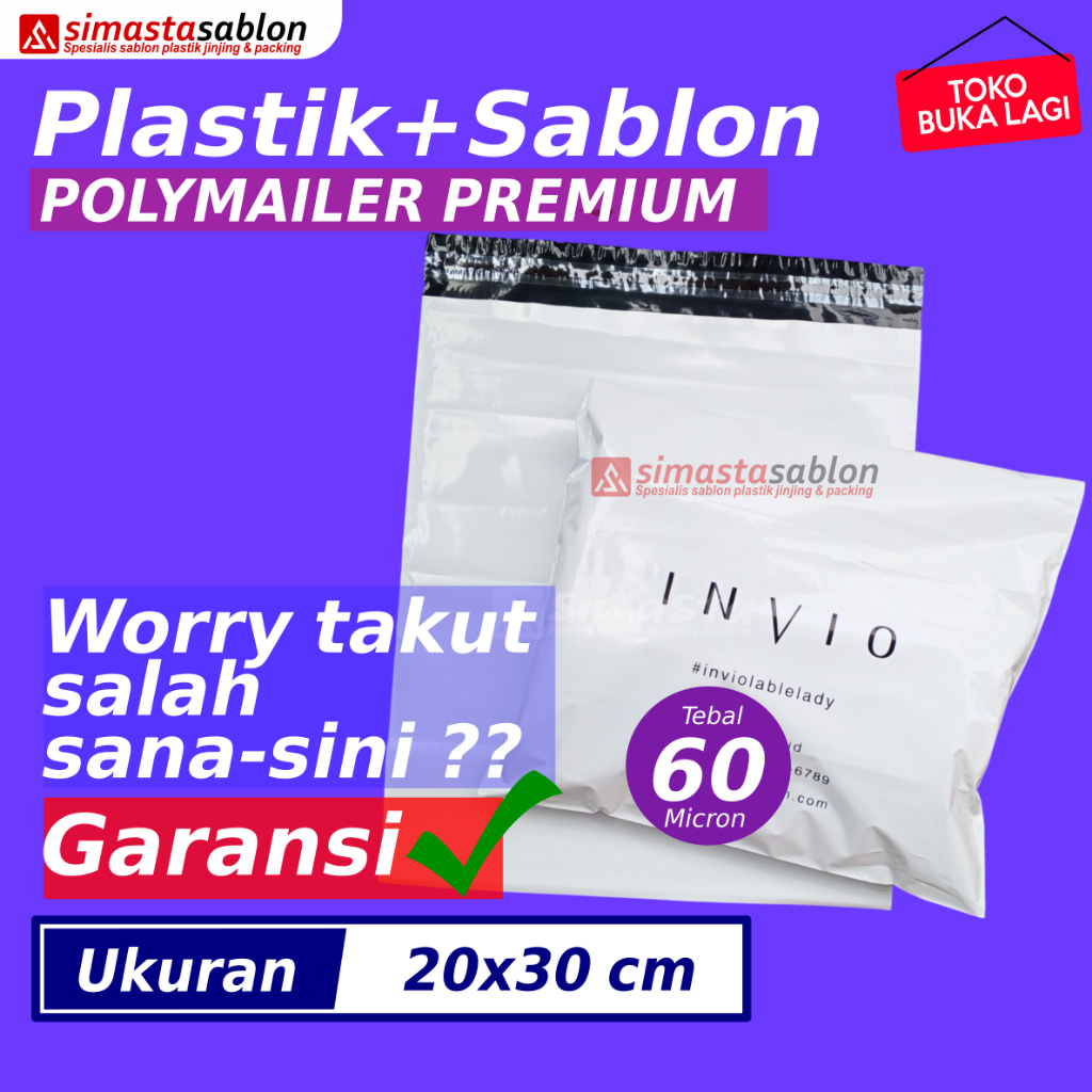 

Sablon plastik packing olshop baju polymailer custom premium 20x30 garansi – simasta sablon