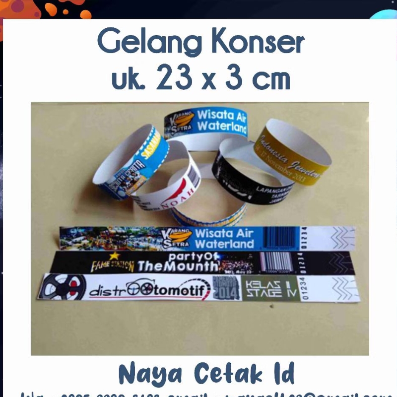 

Tiket gelang konser event custome uk. 25 x 2 cm